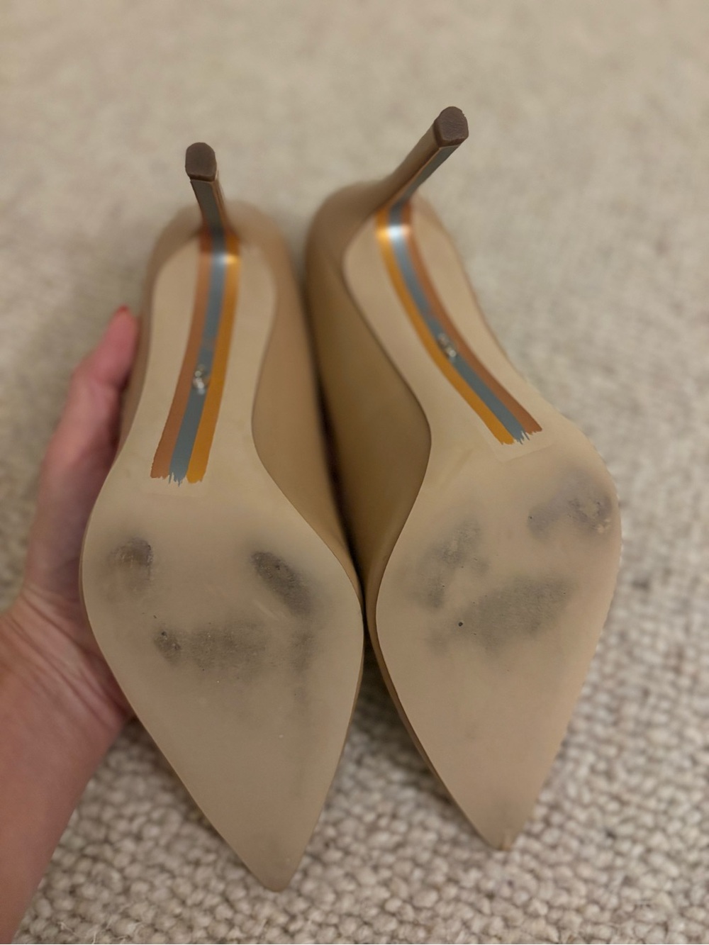 Sam Edelman Pointed Toe Stiletto Pumps in Tan - Picture 5 of 5